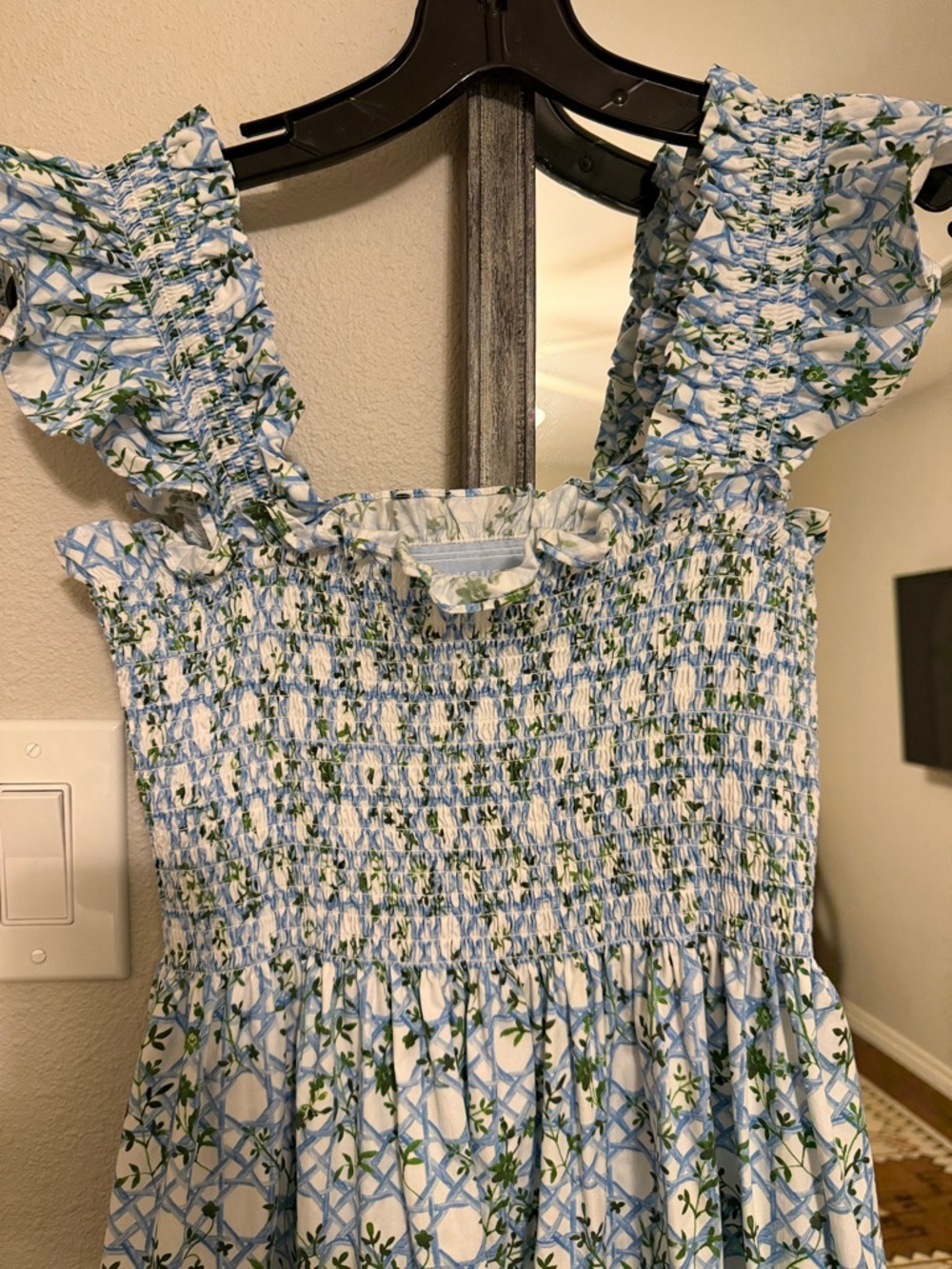 Hill House Light Blue Floral Smocked Nap Dress - Picture 4 of 4
